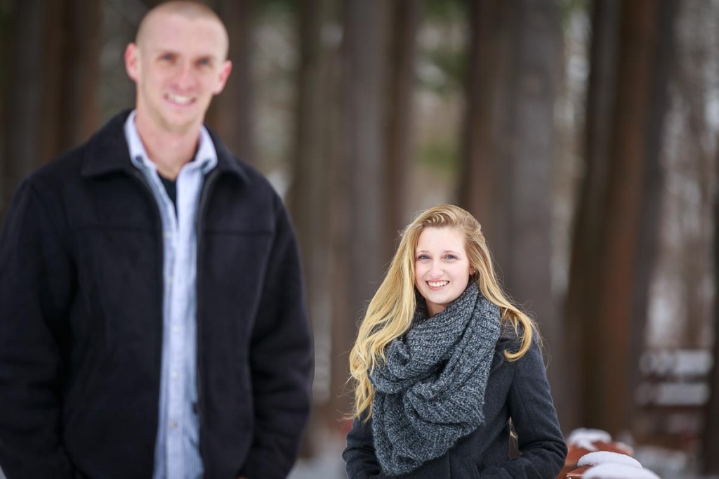 Snowy engagement photos at Look Park Northampton