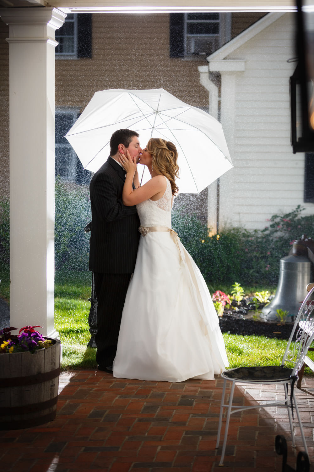 Rainy day wedding photo