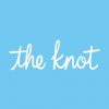 theknot Logo of "the knot" featuring stylized white text on a light blue background, complemented by customer reviews.