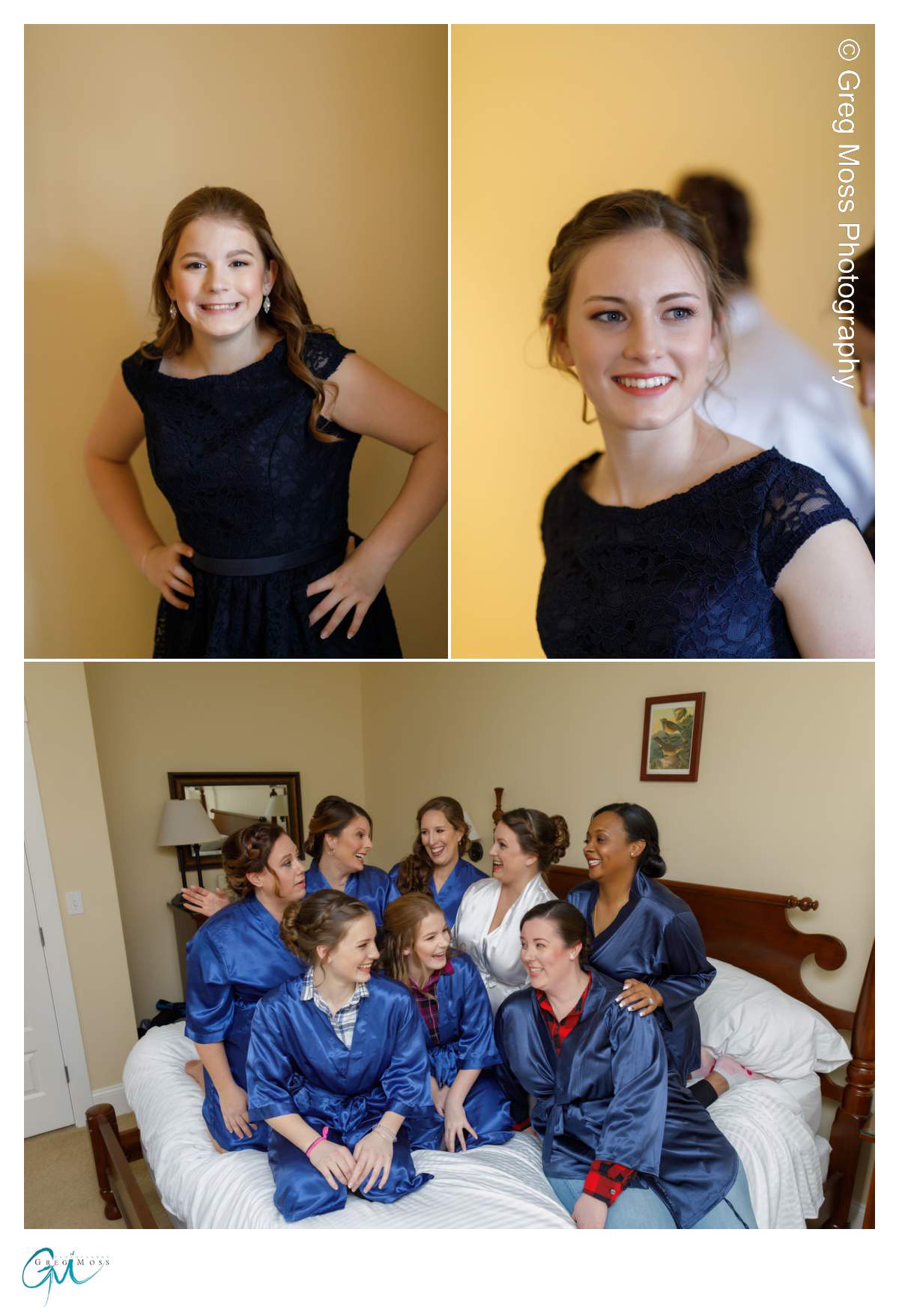 Bride and bridesmaids photo on bed