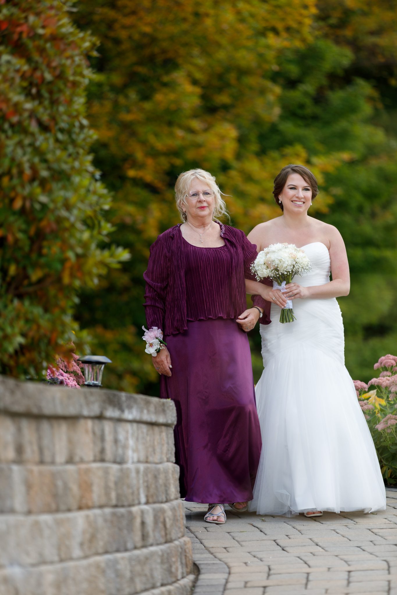 The Mountain Rose Inn weddings23 Bride and Mom walking down the aisle
