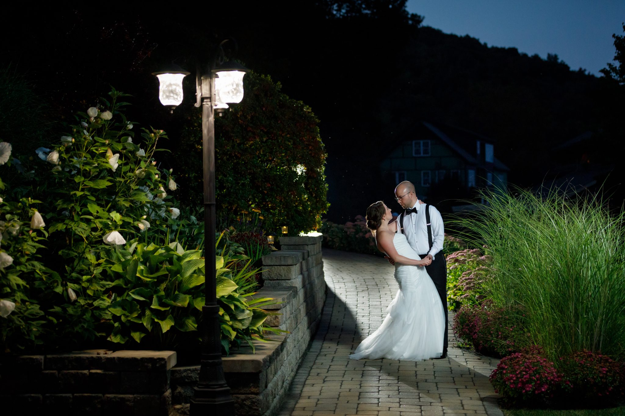 The Mountain Rose Inn weddings24 The Mountain Rose Inn wedding couple night time portrait