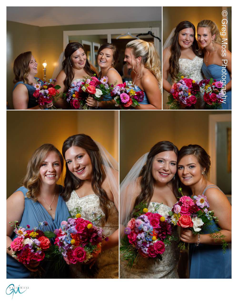 Bride and bridesmaids with flowers