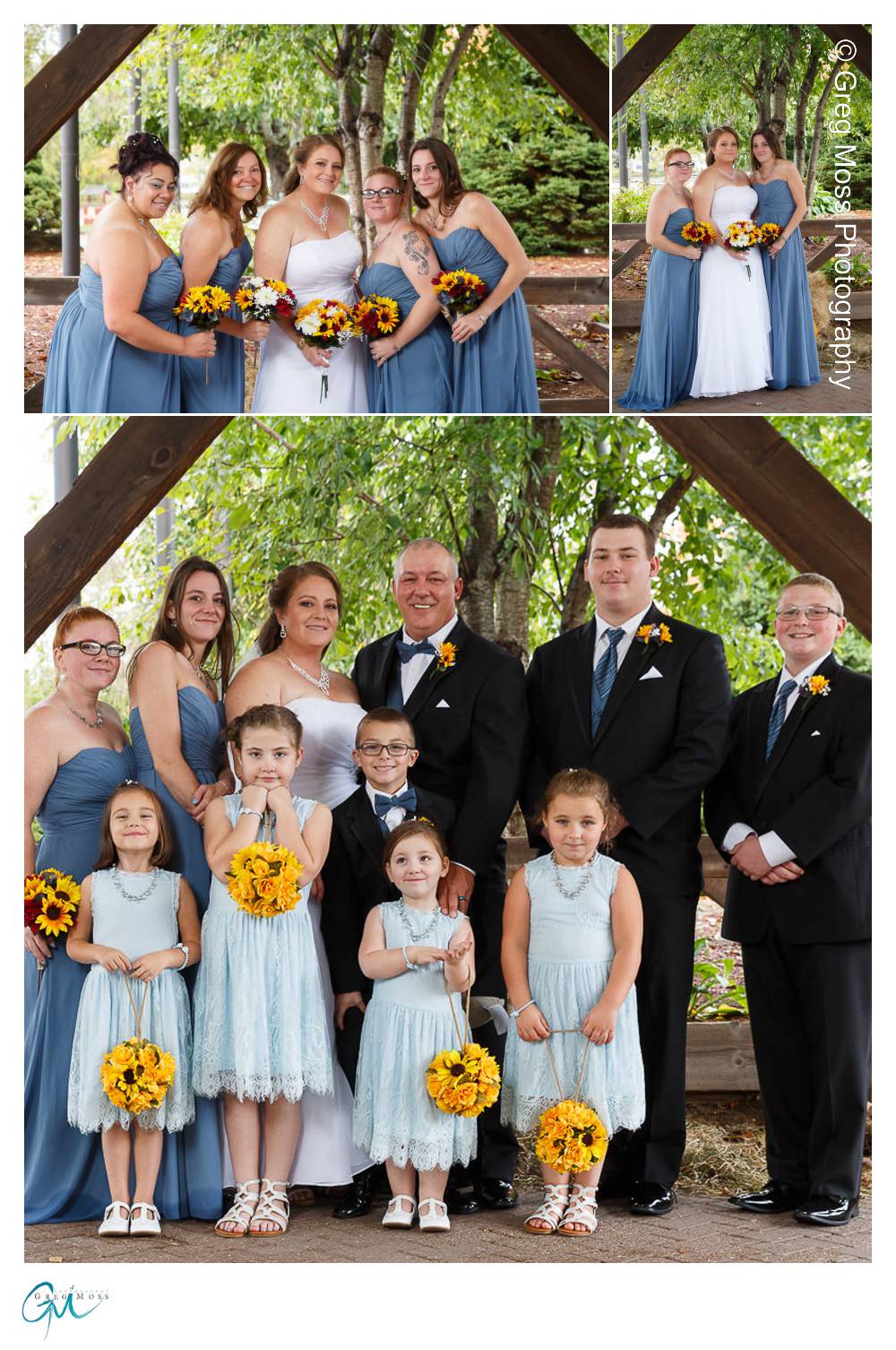 Wedding party and Family photos under awning