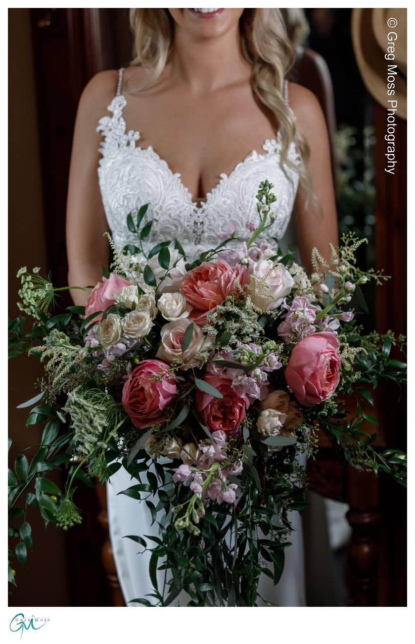 Bride with gorgeous flower bouquet