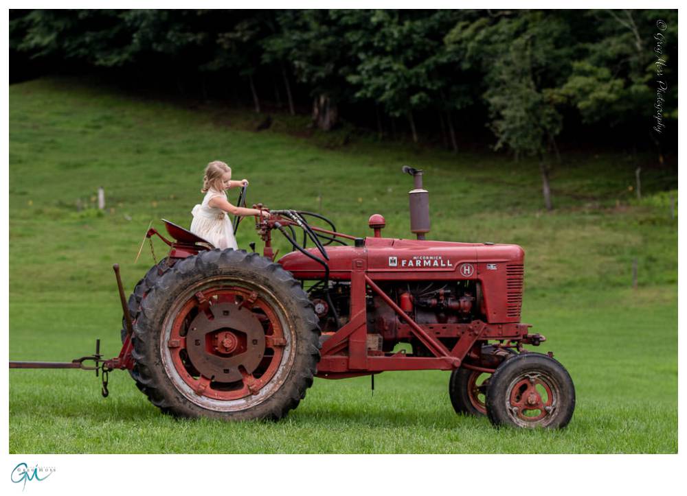Flower girl in tractor