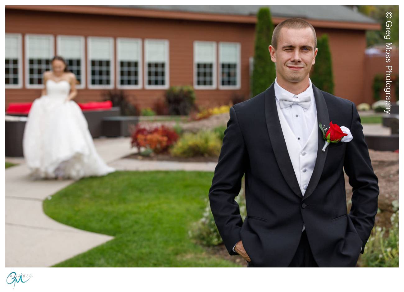 Bride and Groom during first look
