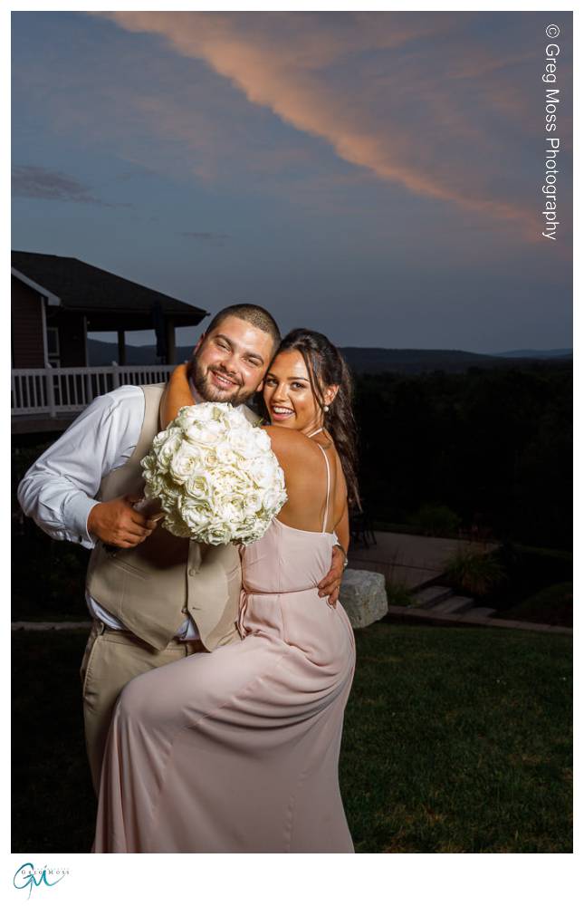 Mountain Rose Inn Wedding-23 Groom with sister, one of the bridesmaids at sunset