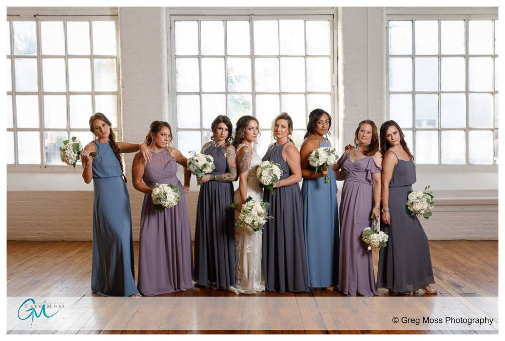 The Boylston Rooms Wedding-14 Bride with bridesmaids emulating the bridesmaid pose from the movie