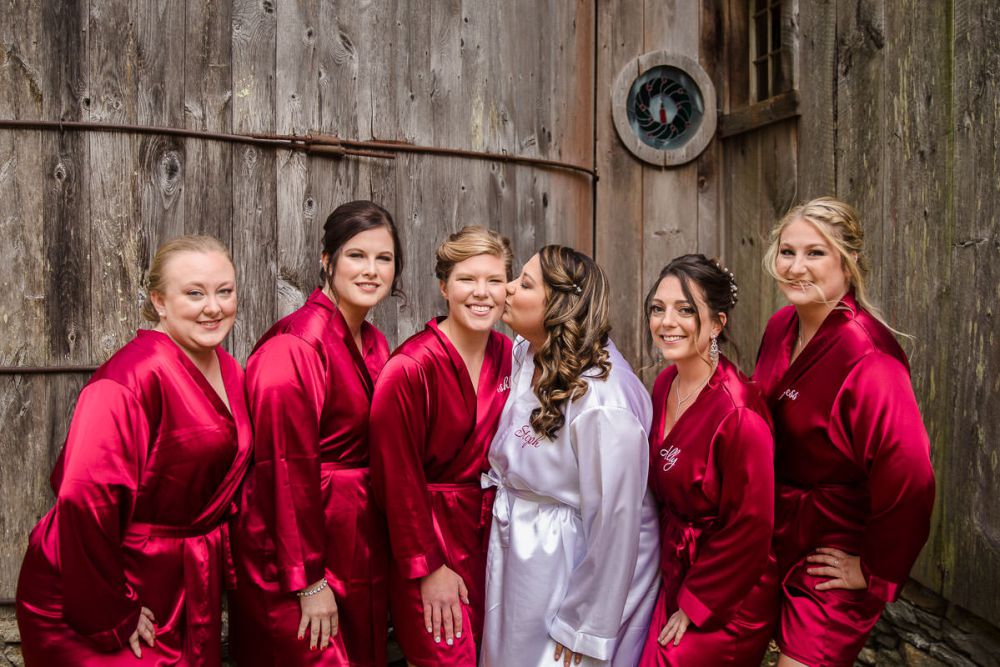 Wrights Mill Farm Wedding-3 Bridal Party in front of old wooden silo