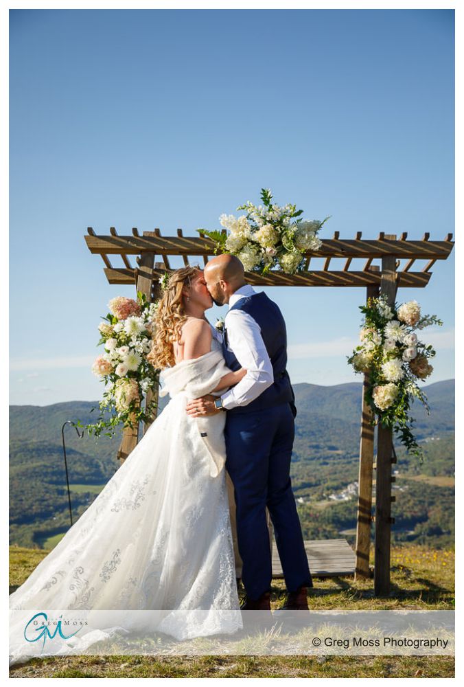 Jiminy Peak Wedding-10 Jiminy peak wedding photography, Bride and groom first kiss