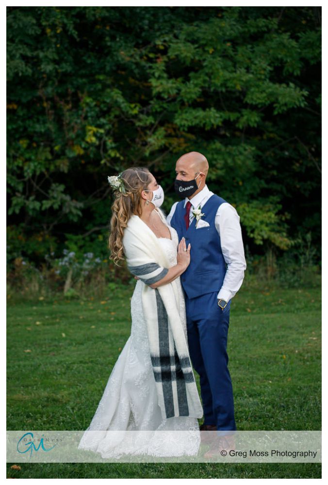 Jiminy Peak Wedding-19 Bride and groom with covid-19 mask