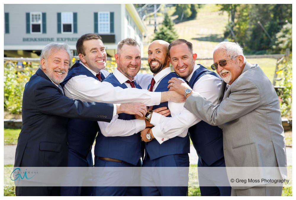 Jiminy Peak Wedding-3 Groom and groomsmen with fathers