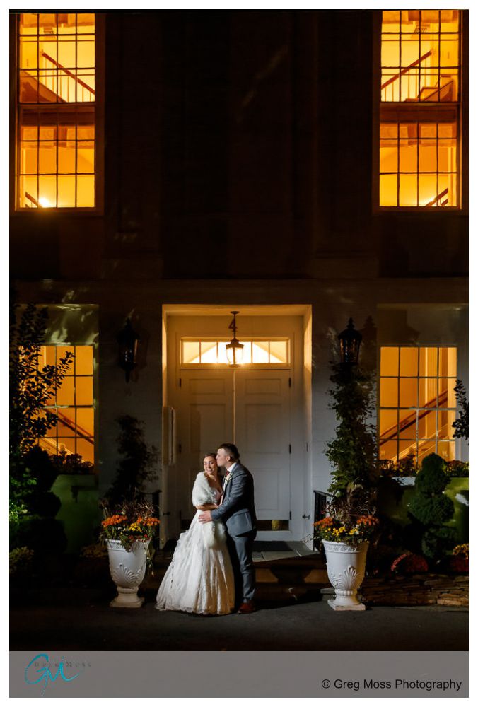 The Commons 1854-22 Dramatic portrait of Bride and Groom in front of The Commons 1854