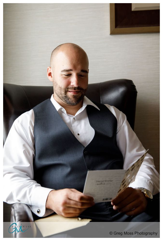 Log Cabin Holyoke Weddings-2 Groom reading letter from bride on the day of the wedding