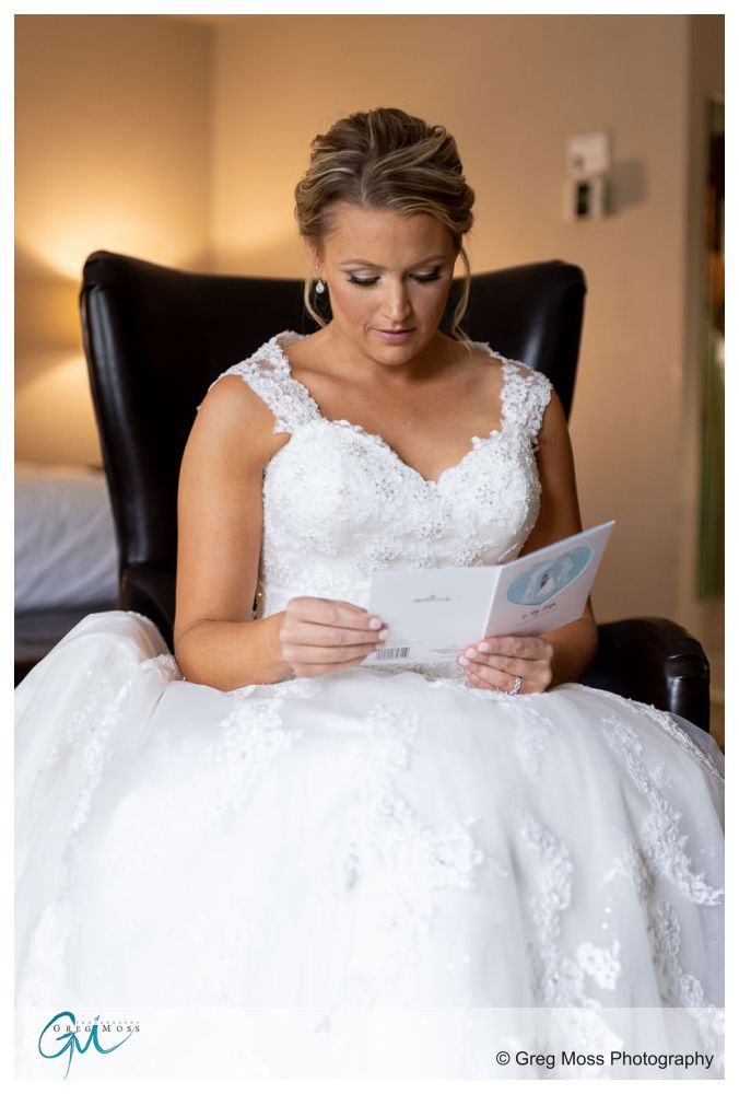 Log Cabin Holyoke Weddings-8 Bride reading letter day of Wedding from Groom